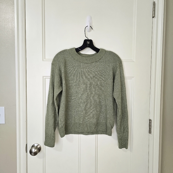 Quince Baby Alpaca-Wool Diamond Stitch Crew in Sage Women's Medium - Picture 3 of 9